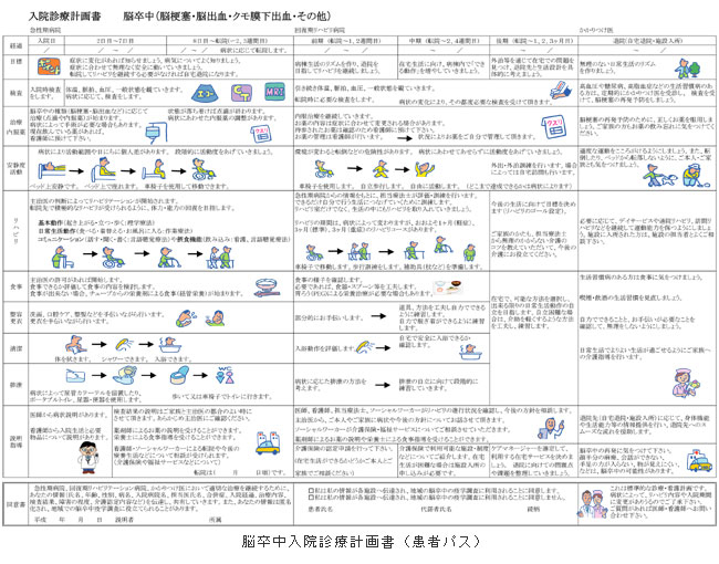 画像 | 入院診療計画書（脳卒中）