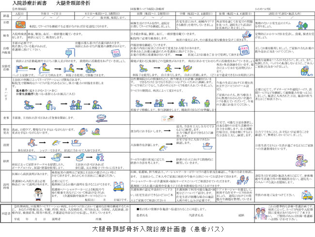 画像 | 入院診療計画書（大腿骨頸部骨折）